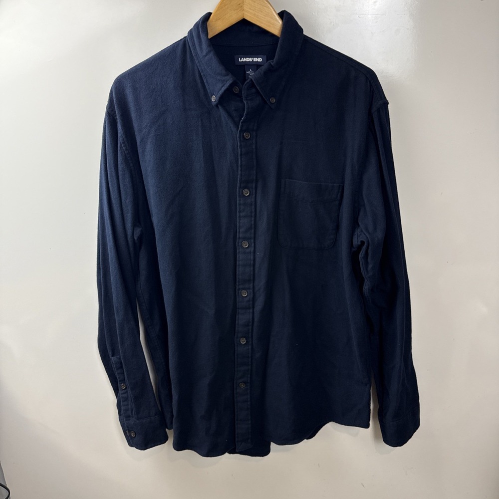 Lands' End‎ Men's Tailored Fit Long Sleeve Shirt Blue Size Large 16-16.5